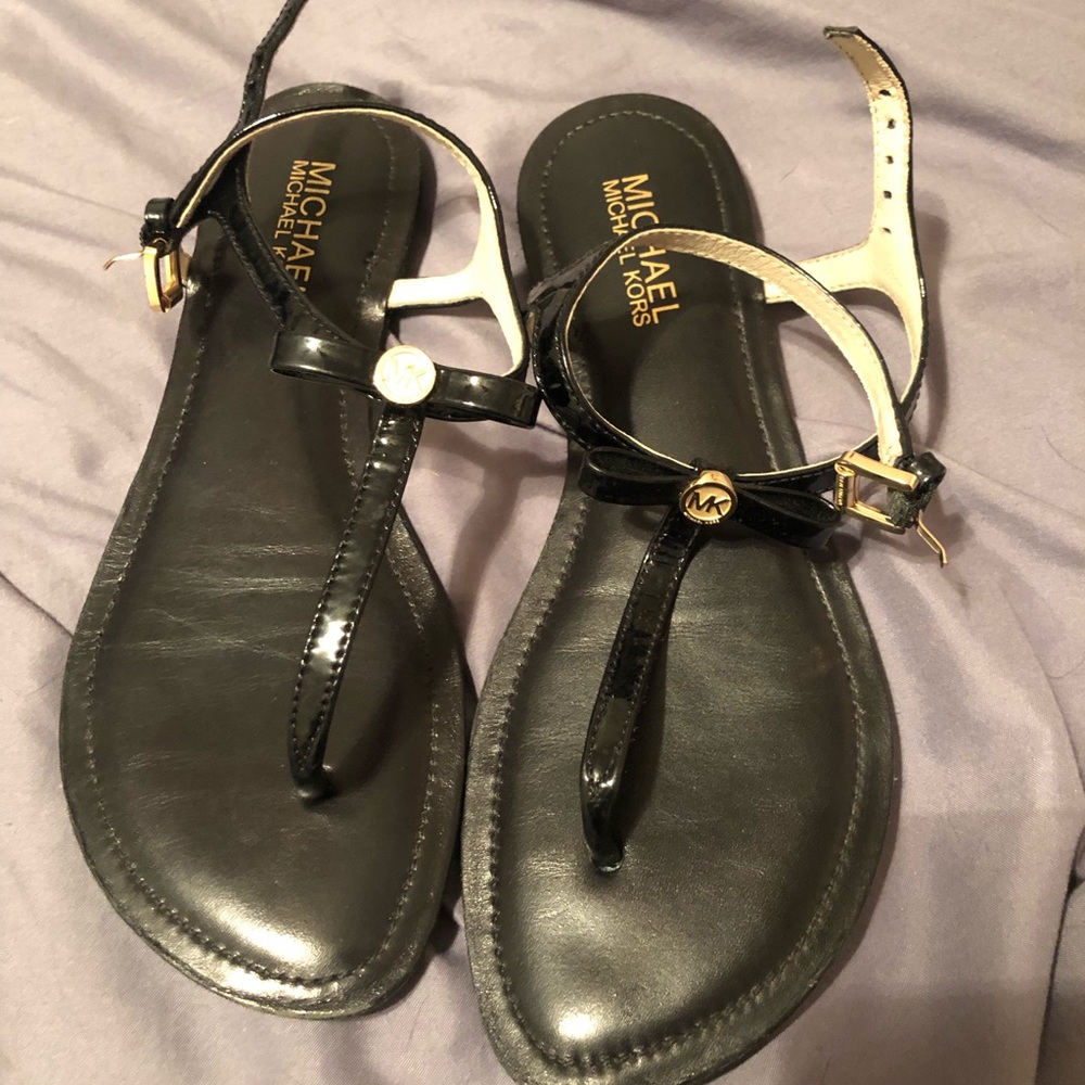 Michael kors black leather Sandals